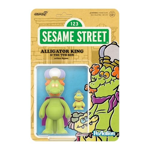 Super7 Reaction Figure Sesame Street Alligator King - 3.75" Sesame Street Action Figure with Accessory - Classic TV Show Collectibles and Retro Toys