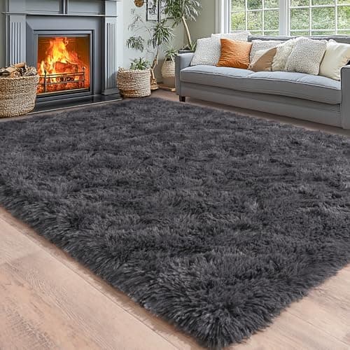Area Rugs for Living Room 6x9, Charcoal Grey Ultra Fluffy Rug for Bedroom