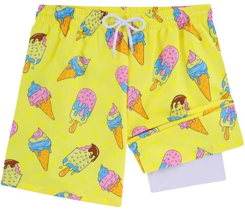 Boys Swim Trunks Swimsuits Size 10-12 with Boxer Mesh Liner Boards Shorts