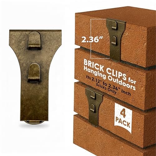 Christmas Brick Clips for Hanging Outdoors 4Pack - Wreaths up to 25 LBS Brick Hangers Fits 2.12” to 2.36” Inch Bricks - Brick Hooks to Hang Wall Decor, Planters, Pictures