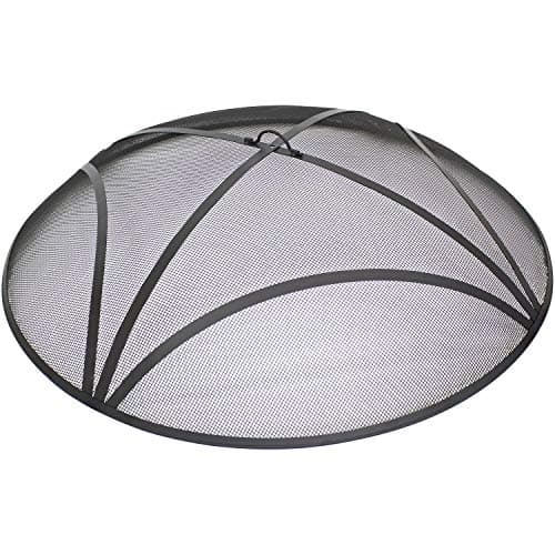Sunnydaze Outdoor Patio Fire Pit Screen - Reinforced Steel Mesh Round Fire Pit Spark Screen with Handle - 36" Diameter