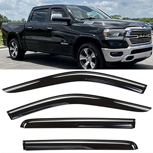 Side Window Visors Rain Guards Vent Deflectors Window Shades for 2019-2025 Ram 1500 Crew Cab Pickup Truck Accessories 4-Piece Set