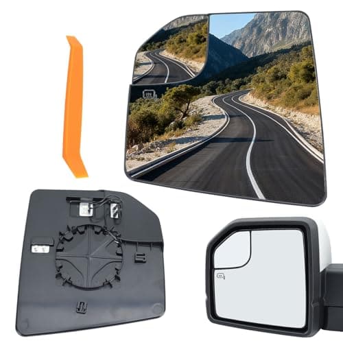 vefix Left Driver Side Mirror Glass Replacement Compatible with 2015 2016 2017 2018 2019 2020 Ford F150 Left Side Rear View Mirrors with Backing Plate FL3Z17K707A