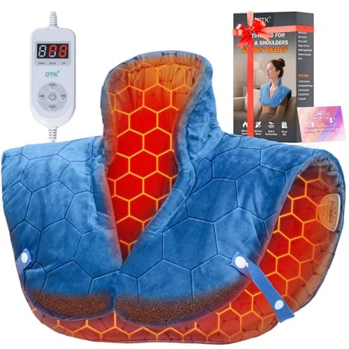 Nalax 30s Fast Heating Pad for Neck and Shoulders and Back, 6X Deeper Far Infrared Pain Relief, 8 Heat Settings Max 159℉, 4H Auto Off, Memory Function, Adjustable Strap, Mothers Gifts Women 24"x 20"