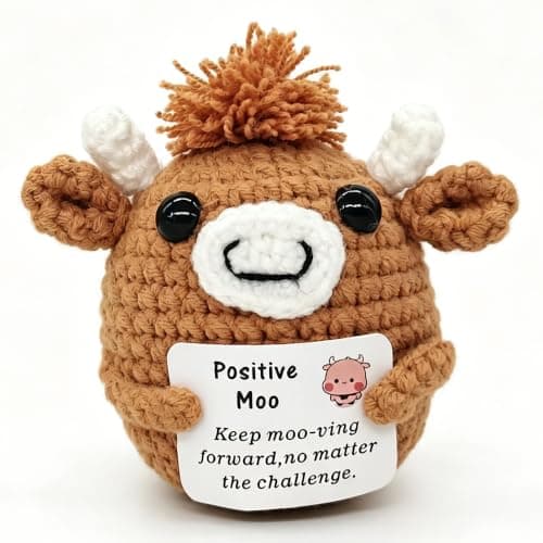 Brown Highland Cow Crochet Plush, Squishy Emotional Support Stuffed Animal