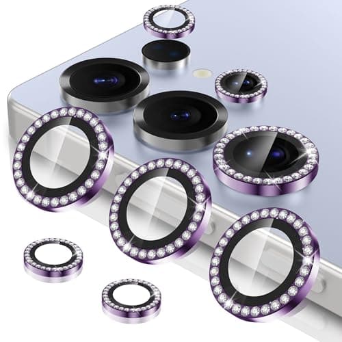 Casetego for Galaxy S25 Ultra Camera Lens Protector,9H Hardness,Scratch Resistant,Ultra-thin Tempered Glass,Metal Individual Camera Cover for Women,Case Friendly,Shiny Deep Purple