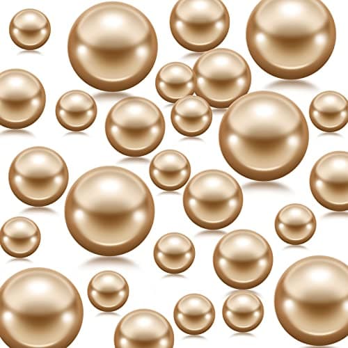Jadive 200 Pieces Pearl Beads for Vase Filler Centerpieces, No Holes Pearl Makeup Beads for Wedding Holiday Party Home Brushes Holder Decor, 10/14/20/30 mm (Rose Gold)