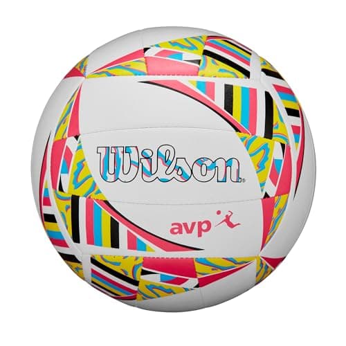 WILSON AVP Movement Volleyball - Official Size, Pink/Yellow/Blue