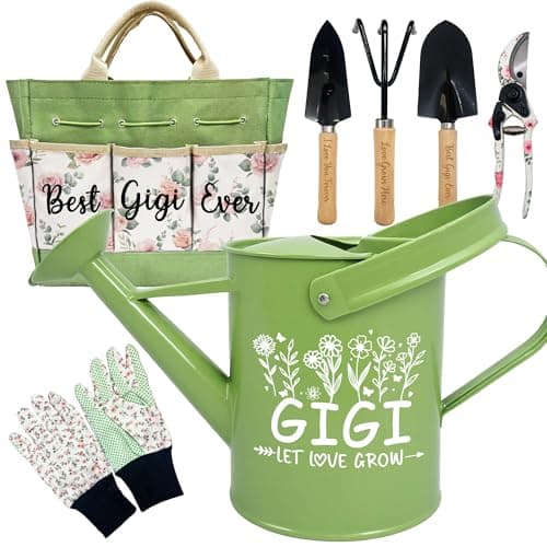 Gifts for Gigi Mothers Day, Gardening Kit Gigi Gifts from Grandkids Floral Gardening Tools and Durable Garden Tools Organizer Tote, Ideal Gardening Gift for Women on Birthday Plant Lover Present