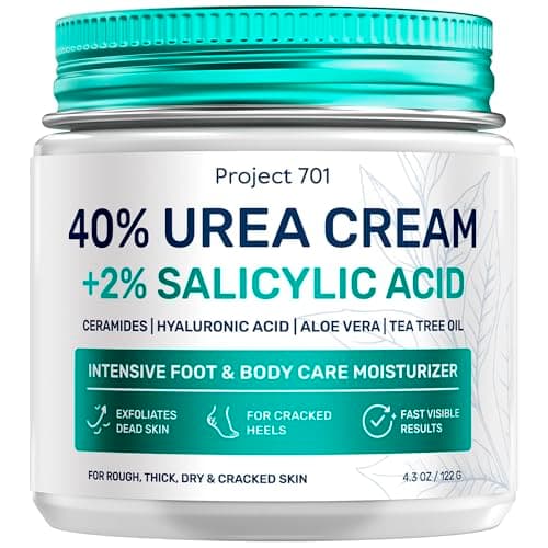 Urea Cream 40 Percent for Feet Maximum Strength - Urea Foot Cream and Callus Remover, Exfoliating Heels Cream with Salicylic Acid - Dry Cracked Foot Lotion Urea, Ceramides, Tea Tree Oil, 4.3 oz