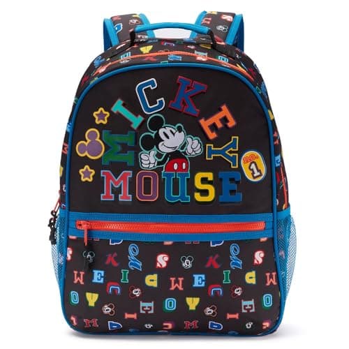 Disney Store Official Mickey Mouse Letters Backpack - Kids Backpack with Embroidered Accents, Adjustable Straps, Zip Compartments & Mesh Pockets, Screen Art Featuring Mickey Mouse