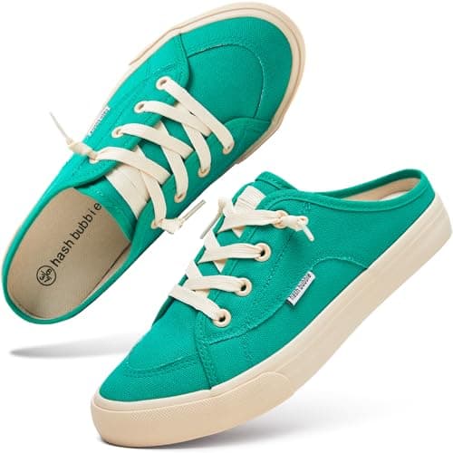 hash bubbie Women's Mules Slip on Sneakers Tennis Shoes Dark Green US7.5