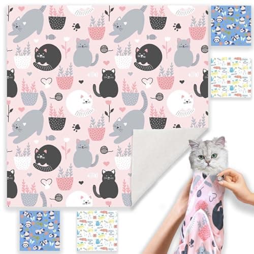 31.5" Cat Wrap for Grooming-Premium Cat Grooming Wrap Cat Restraint for Nail Clipping, Self-Adherent Soft Cat Blanket to Wrap Cat Anti-Scratch Anti-Escape Grooming Bag (Pink, XXL)