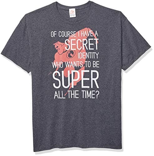 Disney Men's Incredibles Tees, Gray/Secret Identity, Small