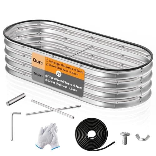 GTSABWAY Galvanized Raised Garden Bed Outdoor,4×2×1 ft Oval Garden Bed for Gardening,Vegetables,Flowers,Sturdy Metal Planter Box,Durable and Easy to Install(Silver)
