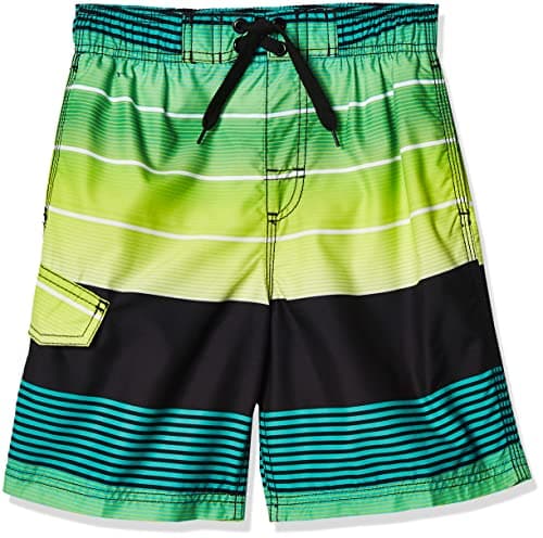 Kanu Surf boys Avalon Quick Dry Upf 50+ Beach Swim Trunks, Echelon Black/Green, 10 12 US