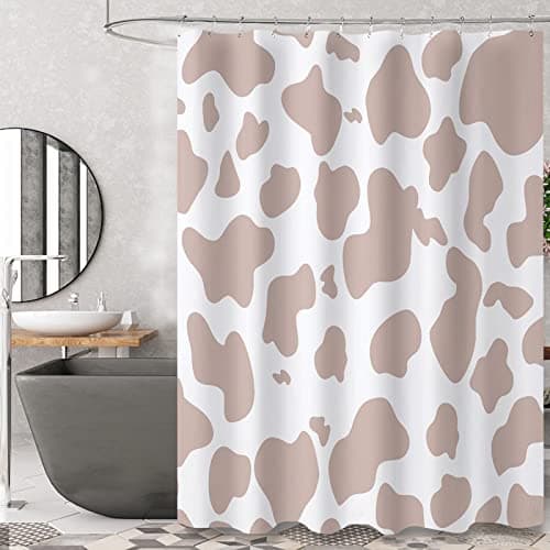 ZTTXL Shower Curtain (72" x 78"), Brown Cow Print Shower Curtain,Polyester Fabric Print Shower Curtain Set for Bathroom with 12 Hook (Brown Cow Print)