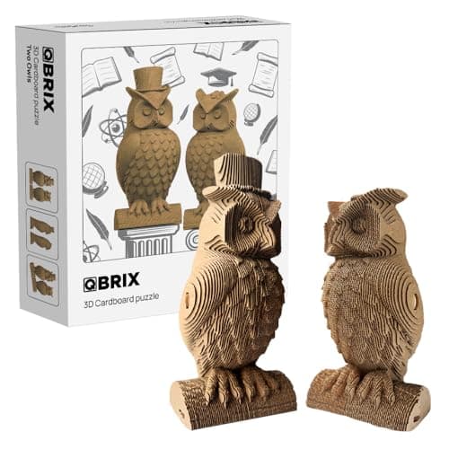 QBRIX 2 Owls 3D Puzzles for Adults, 3D Puzzles for Adults, 3D Model Kit for Teens, DIY Crafts for Home Decor, Original Gift for Boys&Girls 14+, Cardboard Model Building Kit