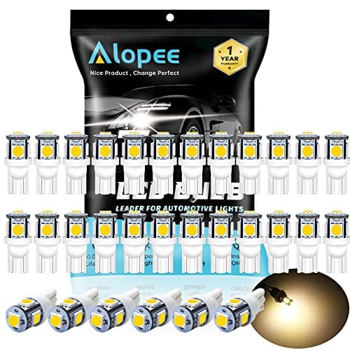 Alopee 30 Pack 194 LED Bulb Warm White 3000K T10 Wedge LED Bulb 5SMD 5050 Chips 168 LED Bulb 921 2825 LED Bulb 158 501 W5W Bulb LED Interior Car Lights Dome Map Door Trunk Light DC 12V