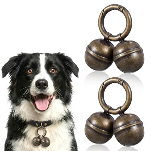 CIATBYYJ 2 Pcs Copper Dog Collar with Bell, Brass Cat Dog Bells for Dogs Collars, Anti-Lost Bell Charms, Loud Vintage Collar Bells for ID Pendant Tag Little Dogs & Cats Pet Supplies
