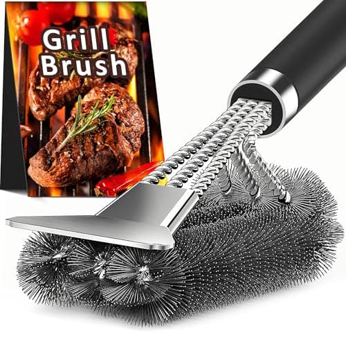 TNTOR Grill Brush with Scraper, 18" Adjustable Handle BBQ Grill Brush for Outdoor Grill, Extra Strong Grill Cleaner Accessories for Grill/Smoker/Gas/Charcoal Grill Cleaning-Grill Gifts for Men/Dad