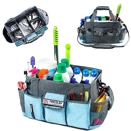 FRECOLSH Cleaning Caddy for Cleaning Suppliers Organizer with Pockets for House Cleaning Essentials, Cleaning Organizer, Wearable Cleaing Bag Tote, Storage Caddy for Housekeeping