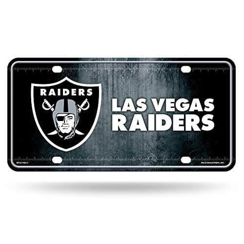 Rico Industries NFL Las Vegas Raiders Metal License Plate Tag Black, 6 x 11.5-"