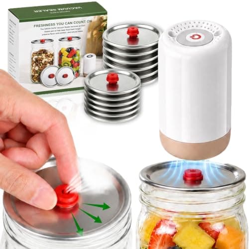 [20s Sealing] Mason Jar Vacuum Sealer Kit with Electric Pump