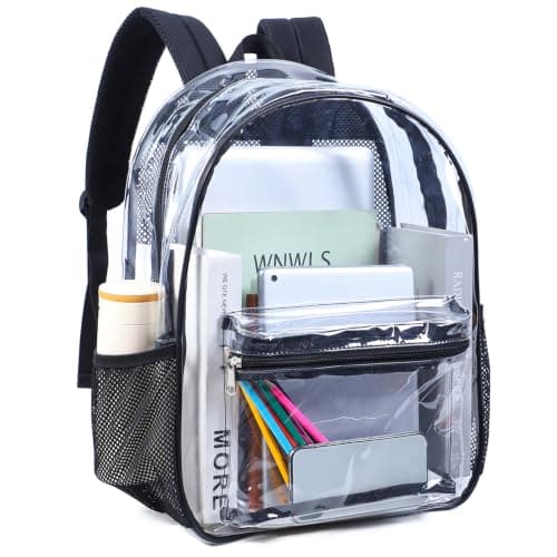 Clear Backpack for School, 17-Inch Transparent Bookbag for Boys & Girls