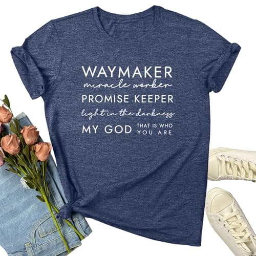 BLACKOO Women Graphic T-Shirts Cute Tees Summer Tops Heather Navy X-Large