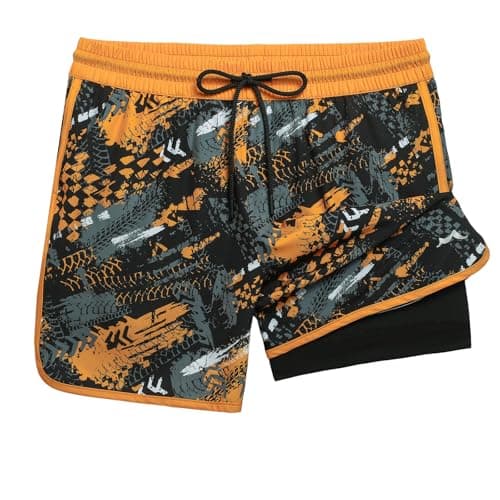 maamgic Workout Running Shorts for Men Retro 5 Inch Race Orange X-Small