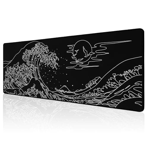 ALOANES Waterproof Mouse Pad, XL Gaming Keyboard Pad with Anti-Slip Base, Grain Jacquard Surface, Extend Desk pad for Gamer, Office & Home, Sea Wave Mousepad 31.5''x 11.8''x 0.12''
