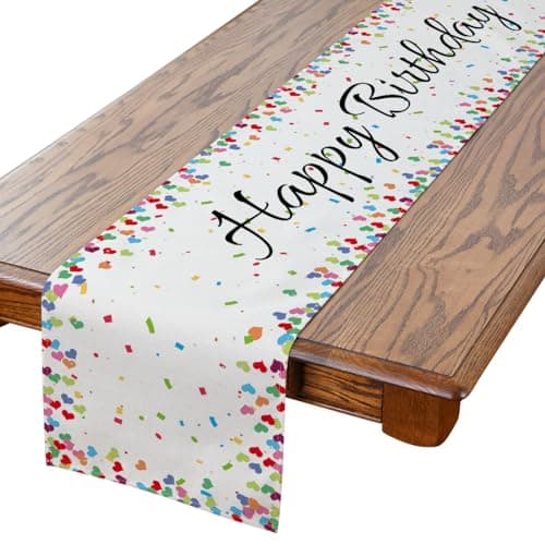 Happy Birthday Table Runner 72 Inches, Celebrate Birthday Party Table Decor Colourful Birthday Runner for Table