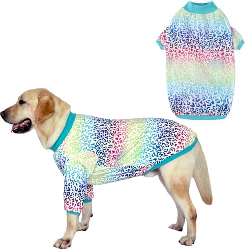 Pripre Pet Dogs Green Crewneck Sweatshirts Colorful Leopard Prints Shirt Pajamas for Large Dog,Leopard 3X-Large
