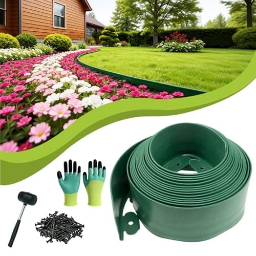 4in x 33ft No Dig Landscape Edging with 50 Spikes, Hammer & Gloves