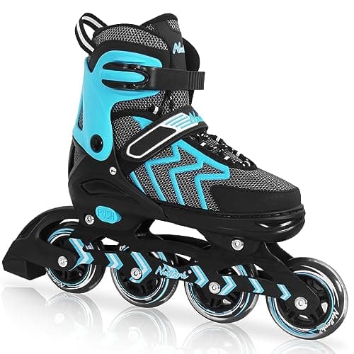 Nattork Adjustable Blades Roller Skates for Kids Girls and Boys,Outdoor & Indoor Teal Inline Skates for Adults Women and Men,Beginners,Size 4 5 6
