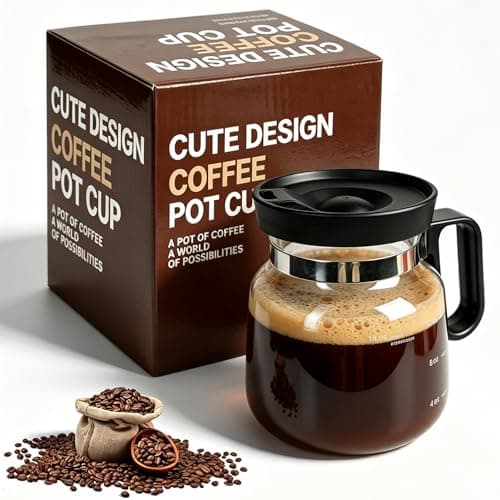 Luyyholara 16 Oz Glass Coffee Pot Mug with Spill Proof Lid, Heatproof Clear Cup for Travel & Office, Gift for Coffee Lovers (1 Pack)
