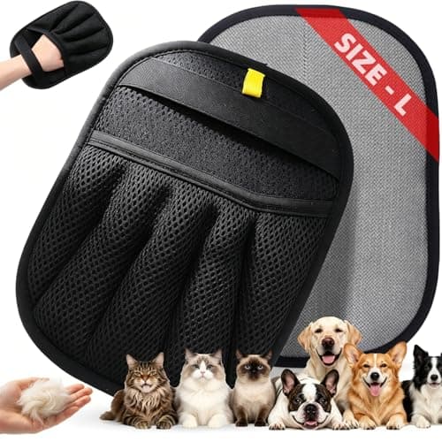 Upgraded Pet Hair Remover Glove, Reusable Five-Finger Snug Elastic Wrist Electrostatic Glove Magic Brush Dogs & Cats Hair Removal Tool for Furniture, Couch, Car Seats, Clothing, Carpet