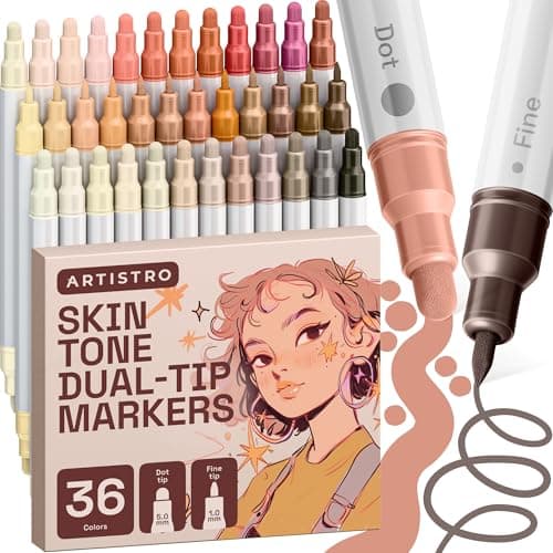 ARTISTRO Skin Tones Dual-Tip Acrylic Paint Marker Pens - Set of 36