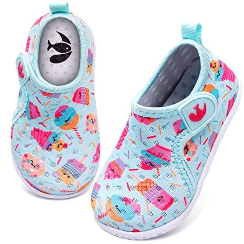 FEETCITY Baby Boys & Girls Water Shoes Beach Quick Dry Swim Barefoot Aqua Socks Outdoor Athletic Pool Shoe Ice Cream 12-18 Months Infant