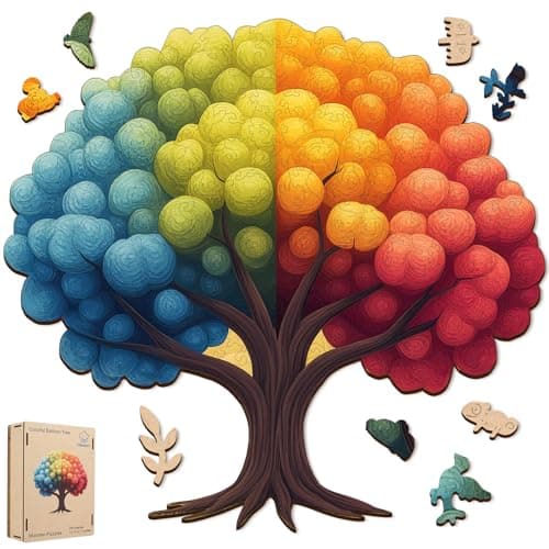 Pikoqunc Wooden Puzzles for Adults, Colorful Tree Puzzle 204 Pcs