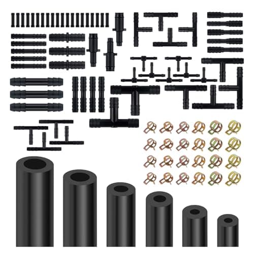 6PCS 5Ft Silicone Vacuum Hose Automotive,Vacuum Lines Automotive Kit Includes ID 3/8",5/16",1/4",3/16",5/32",1/8",Professional Vacuums Hose Kit for Transporting Water/Air (Black)