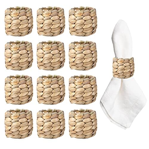 Farmhouse Rustic Napkin Rings Set of 12, Fall Thanksgiving Table Decor