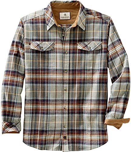 Legendary Whitetails Mens Long Sleeve Button Down Relaxed Fit Flannel Shirt, Sequoia Sky Plaid, 2XL
