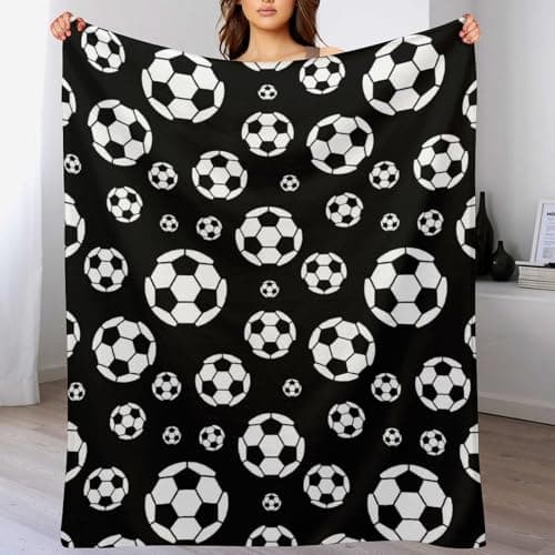 Volissoz Soccer Blanket Gifts for Boys Girls Kids Adults Warm Cozy Flannel Soccer Throw Blanket for Couch Bed 60"x50"