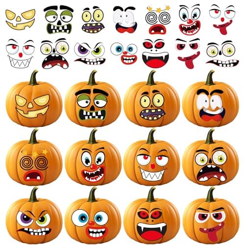 OHOME Halloween Party Favors - 36 Pack DIY Pumpkin Face Stickers for Kids - Halloween Games Toys Gifts Crafts Treats Accessories - Trick-or-Treat Pumpkin Decorations Activities Party Supplies
