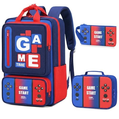 Meridova School Backpacks for Boys - 3PCS Gamer Boys Backpack with Lunch Box Set,Multifunctional Bookbag for Kids Teens Elementary Middle High School,17" Bookbag for Travel and Daily Use