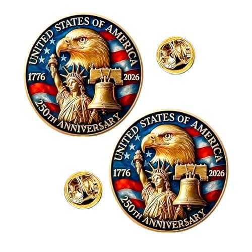 U.S .250th Anniversary Enamel Pin, 3D Textured Metal Lapel Pin for 250 Years Independence Day, U.S. 250th Birthday Collectible Accessories for Patriot's Day Celebration（2 Pcs ）