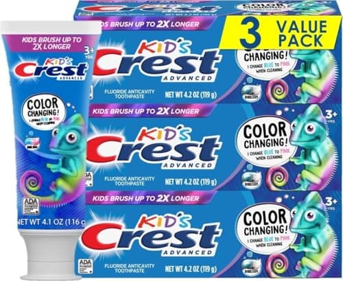 Crest Advanced Kid's Fluoride Toothpaste, Bubblegum Flavor, 4.2 oz, 3 Count, Color-Changing Anticavity Toothpaste