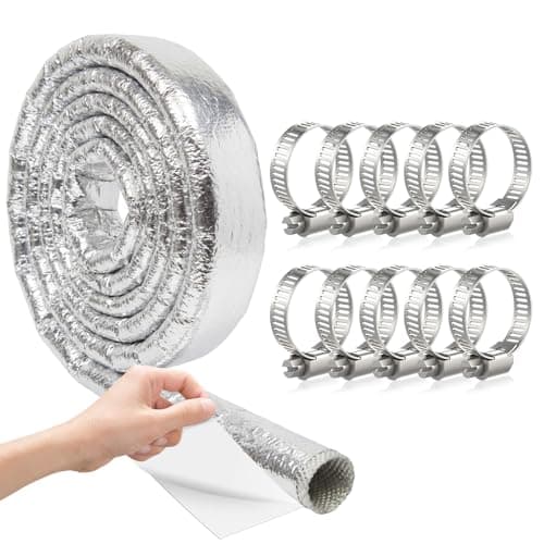 Pangda 10 ft / 118 Inch 13mm-1/2" Self Closed Aluminized Sleeve Heat Shield Automotive, Self-sealing Heat Shield Wrap for Wires, Cables, Electrical Harness, Hot Exhaust Pipe, Hoses Protection